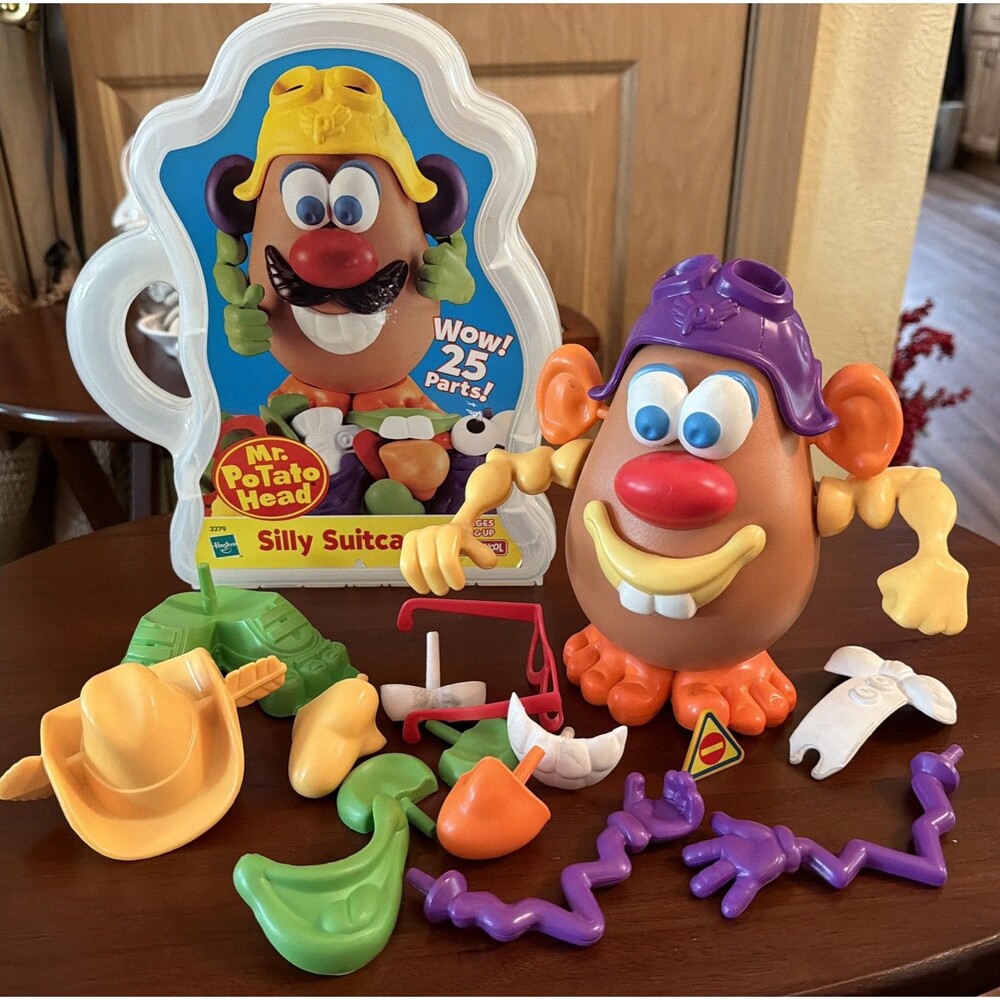 Playskool Mr. Potato Head Silly Suitcase 1998 Hasbro Vintage Toy 24 pc/Lot. GUC!